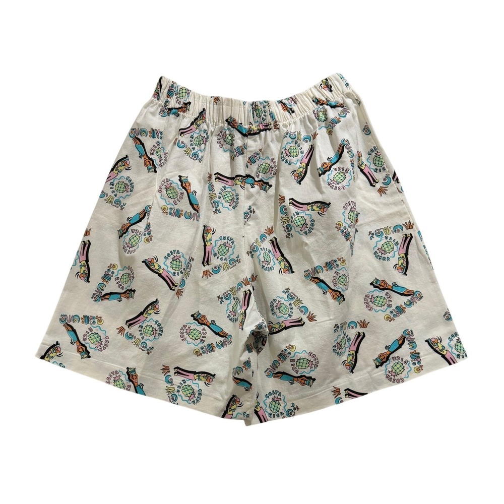 KWBL Los Angeles Costa Rica Print Elastic Waist Shorts White Multicolor Size L